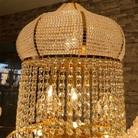 Prix d'Usine Lustre de Luxe en Cristal Personnalisé pour Hall d'Hôtel ou Mosquée, Design Arabe Doré de Style Empire