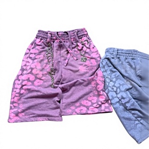Pantalon de survêtement en coton rose pour homme GENERSA SPORTS, coupe large, taille élastique, cordon de serrage, broderie chaîne, décontracté, léger, été - Product Image 1