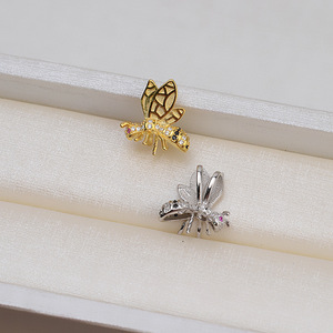 Pendentif baroque en argent S925 fait main, petit collier pour femme avec perle façonnée en forme d'abeille et support vide, accessoire 1433 - Product Image 4