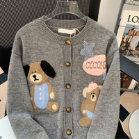 Cardigan d'automne décontracté pour femmes avec logo personnalisé Pull en tricot jacquard avec logo en forme de dessin animé