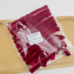 E-Magic Prix d'usine Nœuds en velours rouge bordeaux personnalisés avec attaches torsadées transparentes Nœud en ruban de velours pour la décoration de l'<span class=keywords><strong>arbre</strong></span> de Noël - Product Image 4