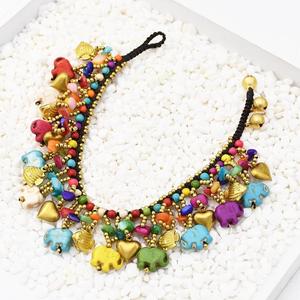 Cuore di pesce elefante perline multistrato turchese pietra braccialetto o cavigliera donne etnico fatto a mano colorato campana gioielli - Product Image 6