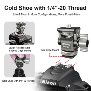 Giá đỡ màn hình máy quay bằng hợp kim nhôm Medarig, kẹp giày lạnh, vít 1/4, xoay 360 độ, nghiêng 180 độ, dành cho màn hình trường 5-7 inch, Atomos Ninja V - Product Image 6