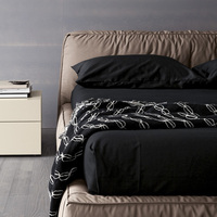 Lit king size en tissu de haute qualité, design italien, avec rangement, cadre en bois massif, meubles de chambre à coucher modernes et élégants