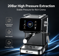Anbolife Nueva Cafetera Espresso de 20 Bares con Pantalla Táctil a Color, Cafetera para el Hogar con Espumador de Leche, Cafetera de Expreso, OEM ODM