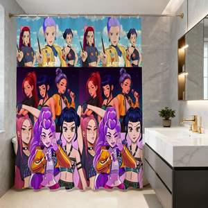 Cortina de Ducha Impermeable para Baño, Personalizada con Diseño de Dibujos Animados de K-POP Kpop Demon Hunters, Impresa en Poliéster, Duradera y Ligera - Product Image 3