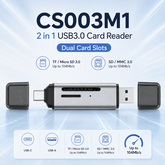 Aluminum 2 in 1 USB C USB 3.0 Card Reader High Speed 5Gbps OTG Micro SD TF Memory Card Reader Adapter for Laptop Phone