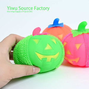 JIncan New Fancy Glitter Toy Halloween Devil Pumpkin Glow Fluffy Ball TPR Pinch Happy Decompression <b>Fidgeting</b> Toy Kids Parties - Product Image 1