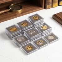 Boîte carrée en plastique transparent pour ranger les pièces de monnaie, boîte de présentation pour médailles commémoratives, boîte cadeau souvenir pour collection de pièces de monnaie et badges