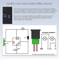 Interrupteur à bouton-poussoir LED 4 pôles avec faisceau de câblage 12V, interrupteur marche/arrêt pour tableau de bord, compatible avec toute la série Starlink