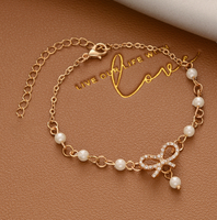 Bracelet polyvalent en forme de cœur en perles style coréen, plaqué or, inspiré d'Instagram, bracelet en fer de qualité supérieure pour femmes et couples