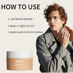 Crème anti-rides hydratante pour <span class=keywords><strong>homme</strong></span>, <span class=keywords><strong>hydratant</strong></span> facial à l'acide hyaluronique, beurre de karité, caféine, réduit les rides pendant le sommeil - Product Image 3