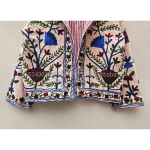 Vintage Style Suzani <b>Velvet</b> Embroidery Quilted Eco-Friendly Winter Artisanal Patterned <b>Jacket</b> with Floral Decoration - Product Image 2