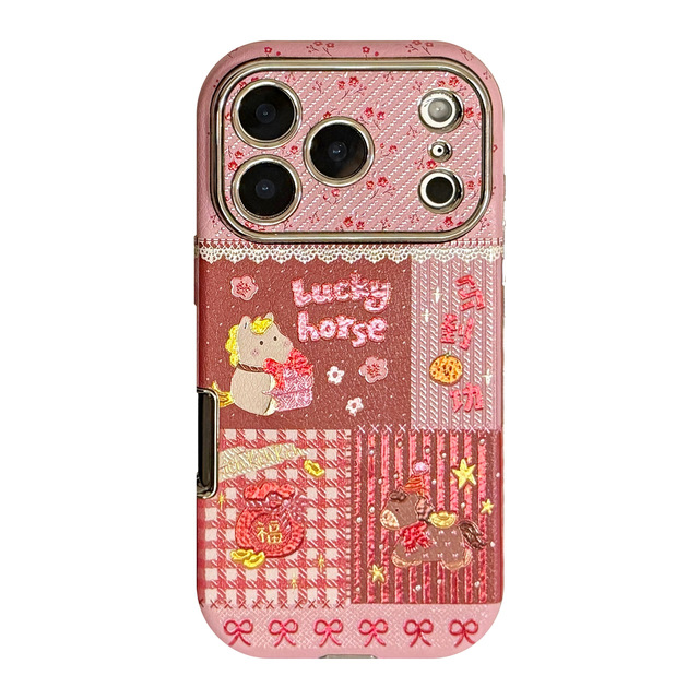 Pink Cute Phone case Suitable for iPhone 17/16 Pro MAX/15 Pro/14 Plus/13/12 with Pearl Ball Bracelet