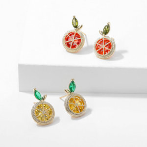 Roche OEM <span class=keywords><strong>Citron</strong></span> Cristal Tranches De <span class=keywords><strong>Citron</strong></span> Fruit Boucles D'oreilles Femmes - Product Image 3