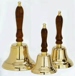 Messing Tafel Bel Met Houten Handvat-School Bell-Receptie Bell