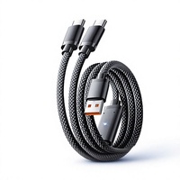 Kabel Pengisian Cepat USB Type-C Anyaman Kepang dengan Indikator LED 6A Dua-dalam-Satu untuk Transfer Data dan Pengisian Daya Ponsel