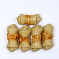 OEM/ODM Grosir Kustom Camilan Gigi Anjing Bebas Rawhide Daging Protein Tinggi Tulang Mini Berbalut Bebek 6CT Bersertifikat ISO22000