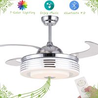 Ventilateur de plafond rétractable Bluetooth Morden 42'' avec lumières, télécommande/application, lumière LED RGB à intensité variable, 6 vitesses, pales réversibles