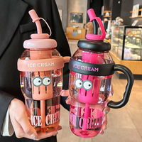 Gobelet en plastique avec gobelet en paille avec poignée 1300ml bouteille d'eau de crème glacée infuseur de thé bouteille à boire verres de voyage