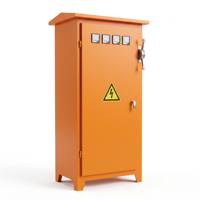 Armoire de commande sur mesure 400V 250A, boîtier de distribution d'énergie orange haute visibilité IP55, serrure hybride, prises personnalisables pour