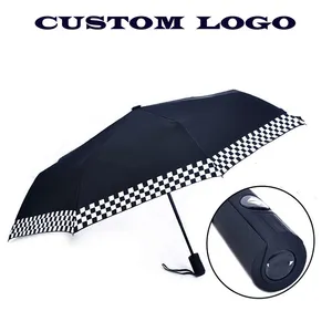 Umbrella Black Custom Full-automatic Car 4S Travel 3 Folding Umbrella With Logo Printing Gift Advertising Umbrella For Rain