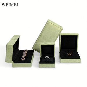 Boîte à bijoux en velours Bague Bracelet Collier Emballage Marque verte WEIMEI - Product Image 3