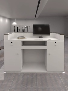 Cao Cấp Hiện Đại Thép Không Gỉ Bàn Trước Nail Salon Bàn Tiếp Tân Với LED Ánh Sáng Thanh Toán Bàn Tiếp Tân Tùy Chỉnh - Product Image 4