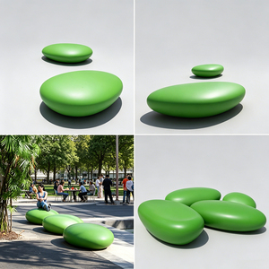 Tabouret en fibre de verre couleur personnalisée, style pavé, chaise de réception moderne, banc unique pour bureaux - Product Image 3
