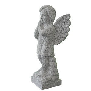 รูปปั้นเทวดาน้อยอธิษฐาน รุ่นดั้งเดิม สำหรับอนุสรณ์สถาน ทำจากหินแกรนิตสีเทา (G614) สูง 24 นิ้ว สำหรับใช้งานกลางแจ้ง - Product Image 3