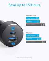Anker pengisi daya ponsel portabel PD mobil, pengisi daya Cepat USB Tipe C 35W 2-Port untuk iPhone