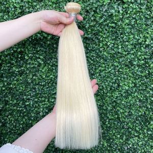 Paquetes de Cabello Humano Rubio 613 Baratos con Cierre de Encaje, Grado 10A, Cabello Indio Virgen con Cutícula Alineada, Tejido Remy, Doble Trama a Máquina, 100g - Product Image 1