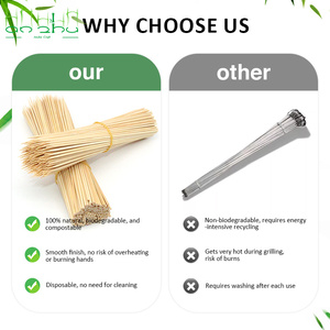 Brochettes en <span class=keywords><strong>bambou</strong></span> personnalisables avec logo, 20-25 cm, jetables, résistantes à la chaleur, pour outils de cuisson en extérieur - Product Image 4