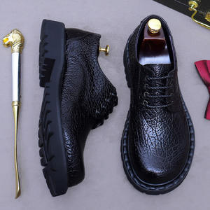 Zapatos de Cuero Casuales de Negocios Británicos con Relieve Brook, Suelas Gruesas Brillantes, Zapatos de Hombre de Cuero Pintado a Mano - Product Image 4