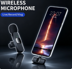 Mini Microfone de Lapela Sem Fio Portátil (2 Unidades) para Transmissão ao Vivo no YouTube Tipo C - Product Image 1
