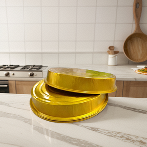 Casseroles en aluminium réutilisables de 9 pouces Récipients plats pour pizza et <span class=keywords><strong>tarte</strong></span> sans <span class=keywords><strong>couvercle</strong></span> pour les plats à emporter et le stockage des aliments - Product Image 1