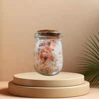 Kustom grosir bak mandi garam Himalaya Mati garam laut mandi herbal bunga kristal dalam tabung uji kaca