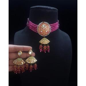 Ensemble de bijoux ethniques en pierre Kundan, bijoux de mode indiens, pour mariage, fête, longues boucles d'oreilles, collier ras du cou pour fiançailles - Product Image 6