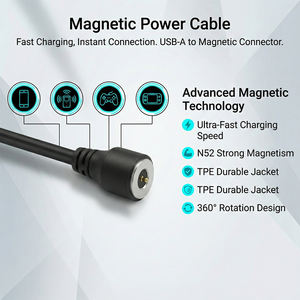 OEM ODM カスタム 2ピン マグネット式ポゴピン充電ケーブル USB A to 丸型マグネットコネクタ電源コード スマートウォッチ/ウェアラブル用 - Product Image 3