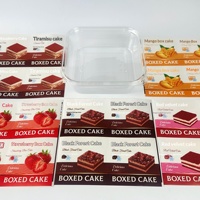 Boîte en blister transparente carrée de style occidental pour emballage de desserts, en PLA/PET imprimé, qualité alimentaire, pour gâteaux aux fruits, crèmes, tiramisu et pains.
