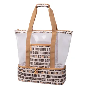 مخصص صديقة للبيئة القهوة المعاد تدويرها شبكة في الهواء الطلق حقيبة حمل على الشاطئ كول حقيبة