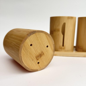 Boîte de rangement pour couverts en bambou, couteau, fourchette, cuillère, tube circulaire, porte-baguettes, vaisselle, boîte de rangement pour la <span class=keywords><strong>cuisine</strong></span>, séparateur de rangement - Product Image 3