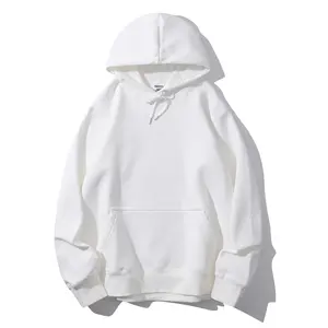 Sudaderas con capucha lisas de lana de algodón pesado básicas simples con logotipo personalizado para hombres y mujeres, sudaderas con capucha blancas y negras