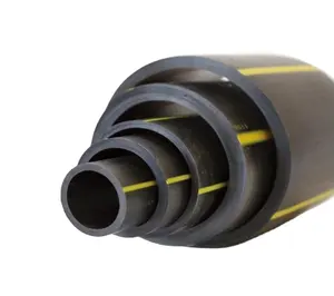 Black Plastic Water Pipe Roll SDR 11 SDR17.6 Polyethylene Pipe HDPE Natural Gas Pipe With Yellow Stripes For Oil And Gas PE Pipe