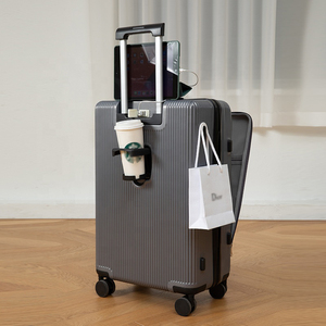 Bagage de <span class=keywords><strong>cabine</strong></span> personnalisé, chariot de voyage <span class=keywords><strong>avec</strong></span> <span class=keywords><strong>chargeur</strong></span> <span class=keywords><strong>USB</strong></span> et porte-gobelet, <span class=keywords><strong>valise</strong></span> portable, bagage de travail pour femme et homme - Product Image 5