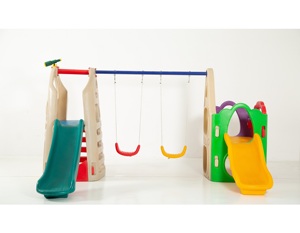 Kids Kindergarten Home Daycare Use Small Plastic Slide And Swing Play Set
