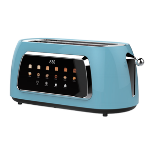 4-Slice <strong>Blue</strong> Digital Stainless Steel <strong>Toaster</strong> 1500W 9-Bread Presets Defrost/Reheat/Cancel 6-Browning Levels Removable Crumb - Product Image 1