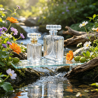 Flacon de parfum carré en verre avec bouchon en cristal, pulvérisateur à pression à baïonnette pour brume fine, flacon de parfum vide, approvisionnement direct usine