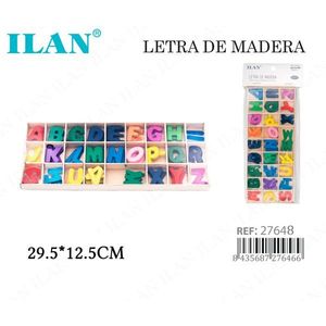 Letras de madera ILAN 29.5x12.5 cm, juego de alfabeto colorido para el aprendizaje de los niños - Product Image 1