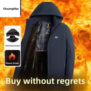 Automne hiver décontracté doublé polaire veste pour papa et grand-père épaissi col montant manteau chaud coton vêtements pour hommes-vente en gros - Product Image 3